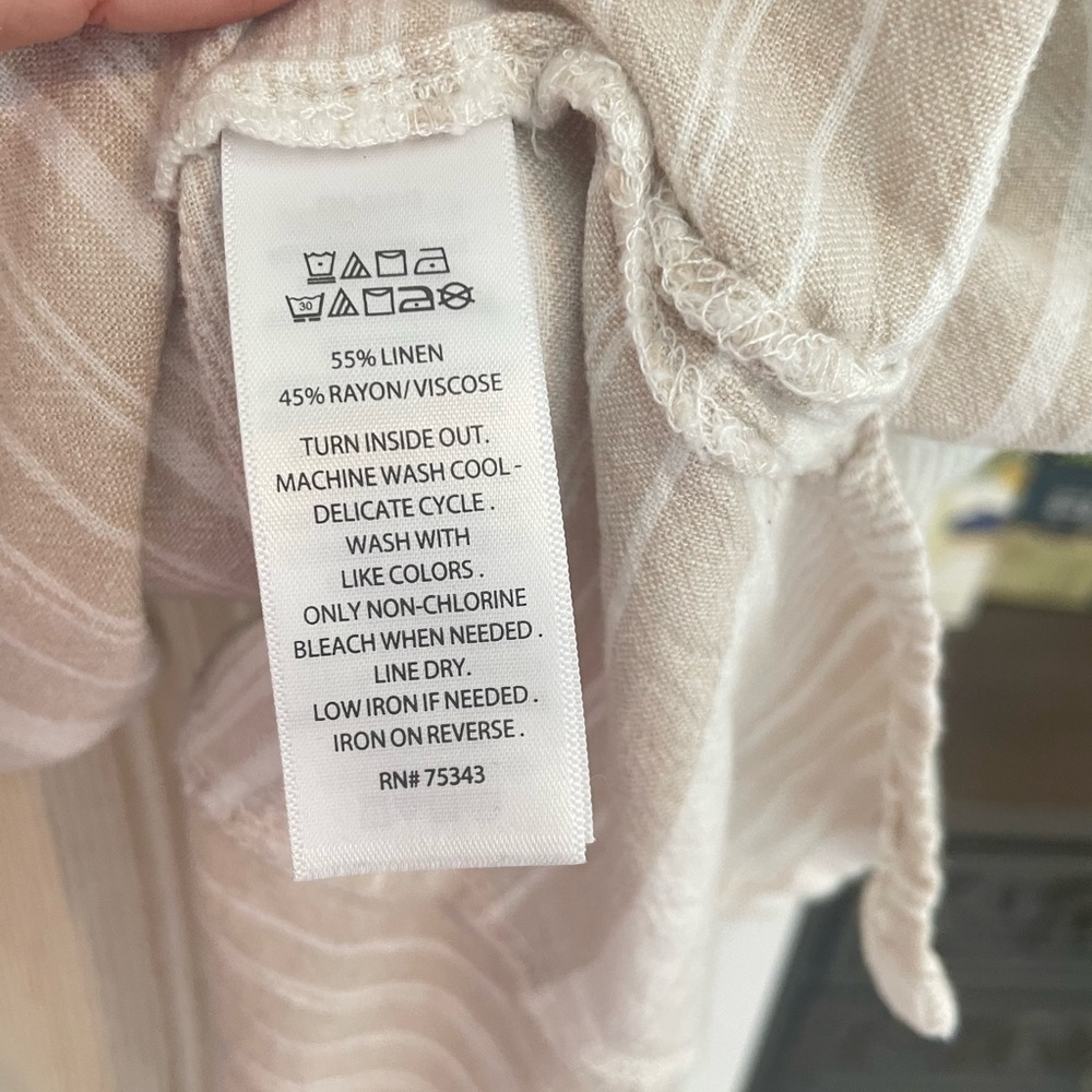 Sigrid Olsen Linen Blend Blouse Top S neutral minimal striped - Picture 6 of 8